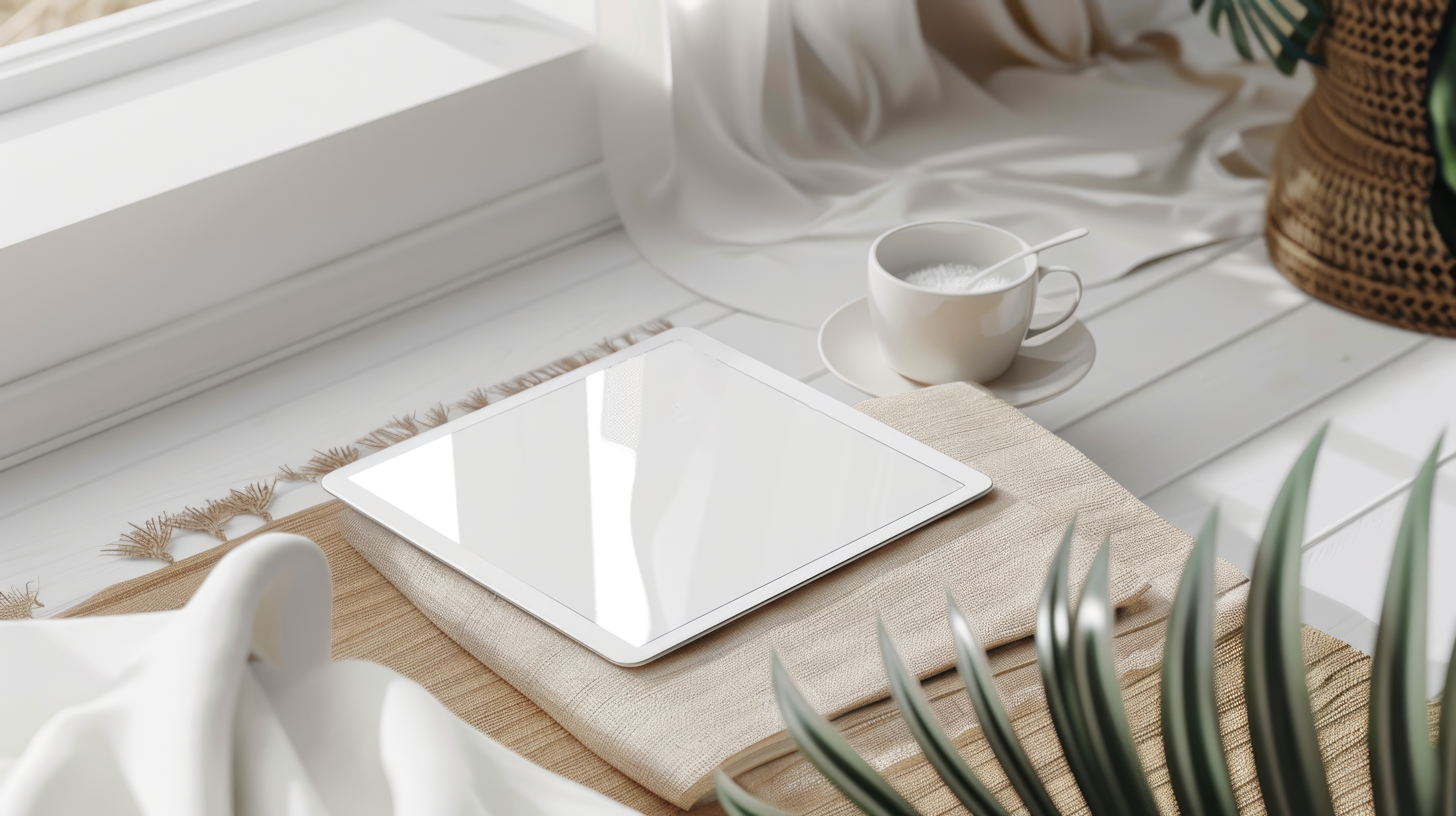 Morning coffee and journal by a sunlit window