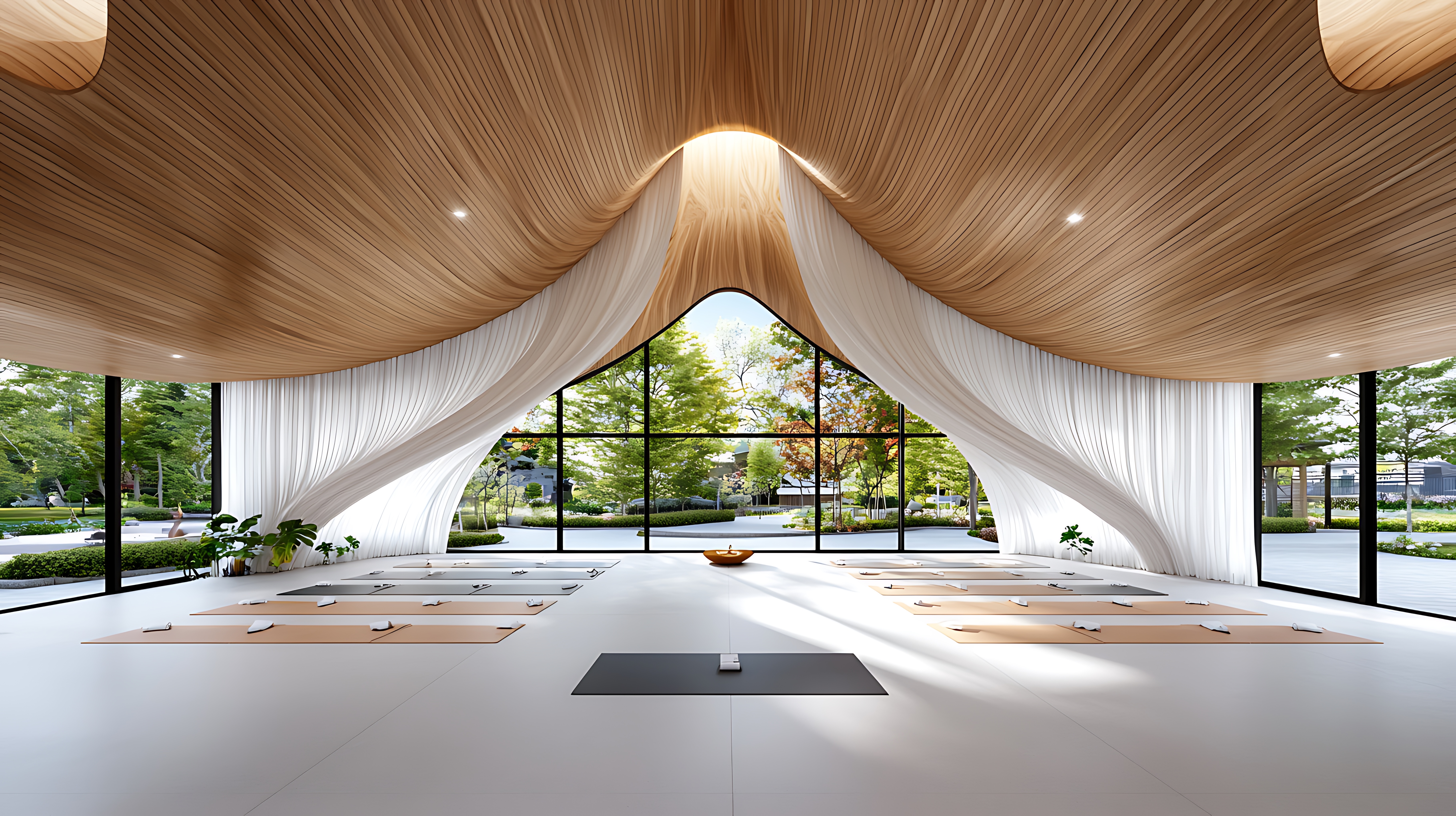 Yoga class in soft light